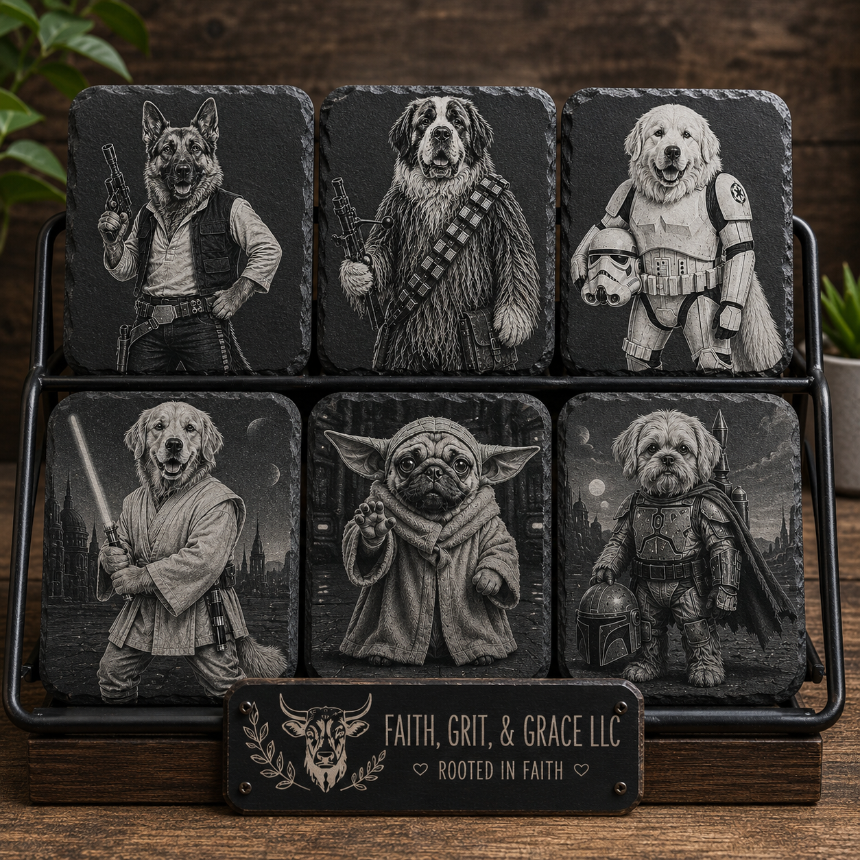 Custom Engraved Slate Coasters