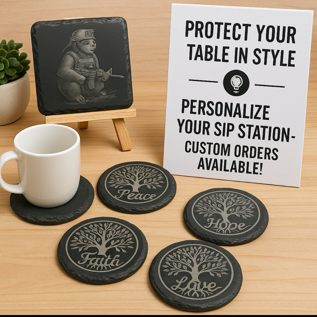 Custom Engraved Slate Coasters