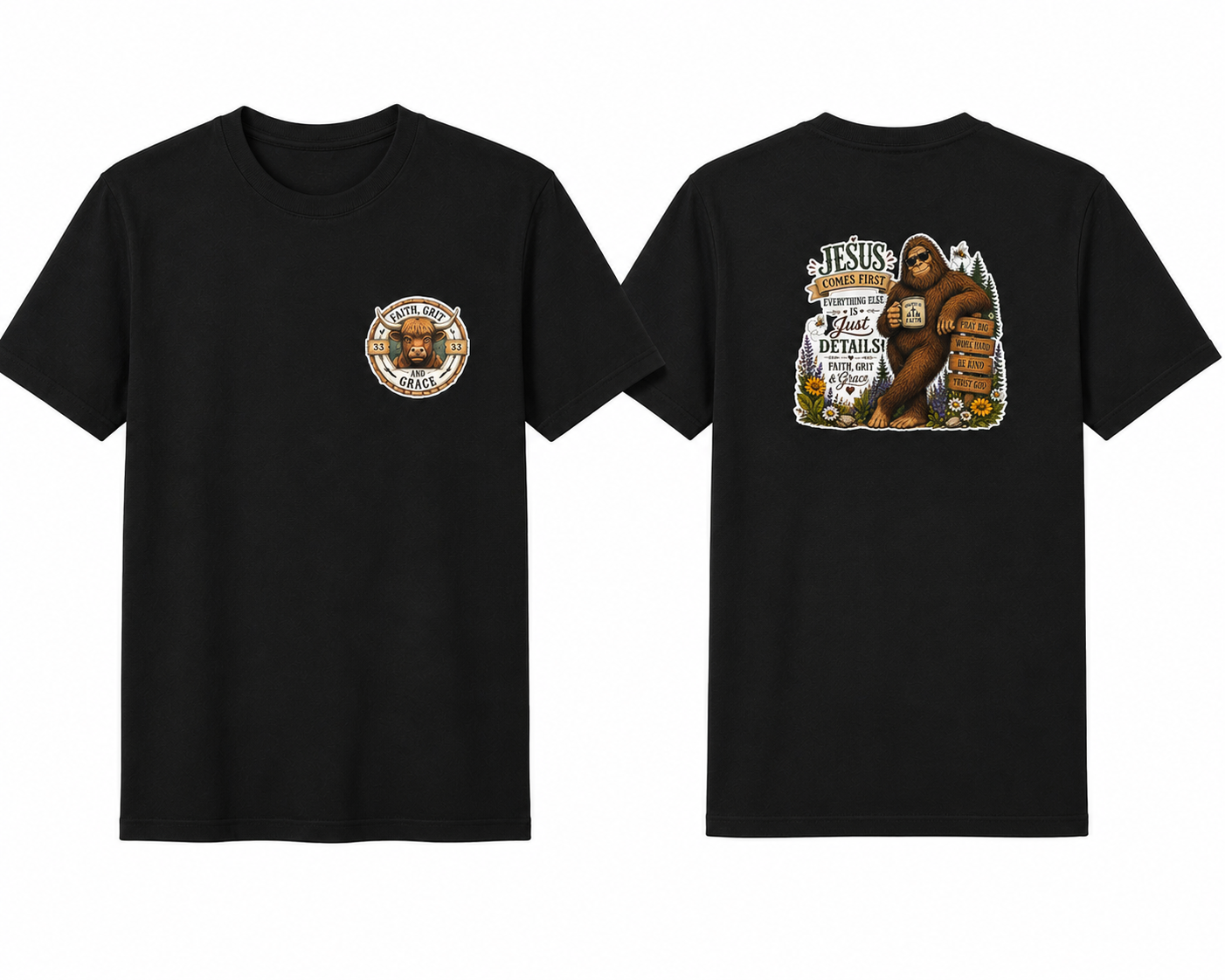 Jesus Comes First Bigfoot T-Shirt