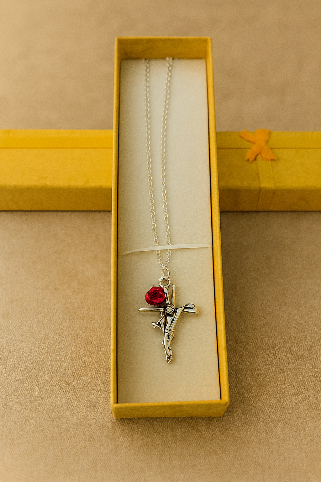 ✝️ Cross & Rose Necklace – Grace in Bloom