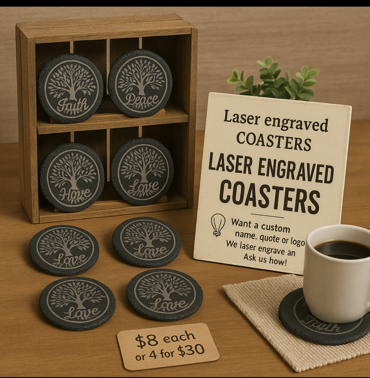 Custom Engraved Slate Coasters
