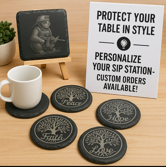 Custom Engraved Slate Coasters
